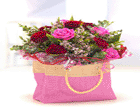 Red and Pink roses in a bag